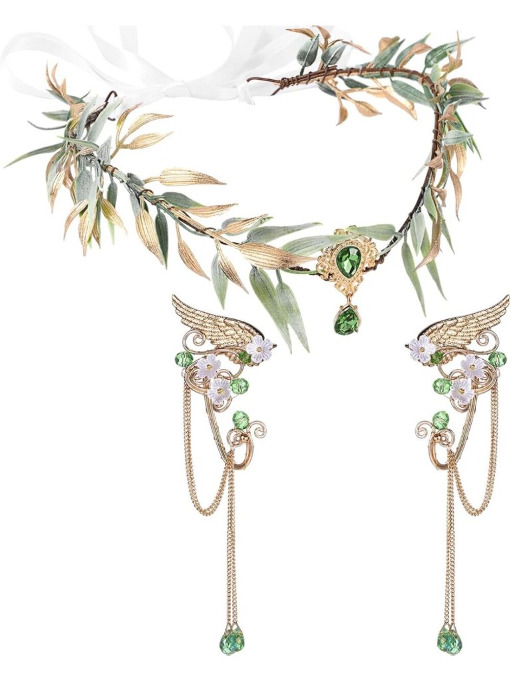Enchanting Halloween Fairy Accessories Set | Elf Headpiece & Costume Jewelry